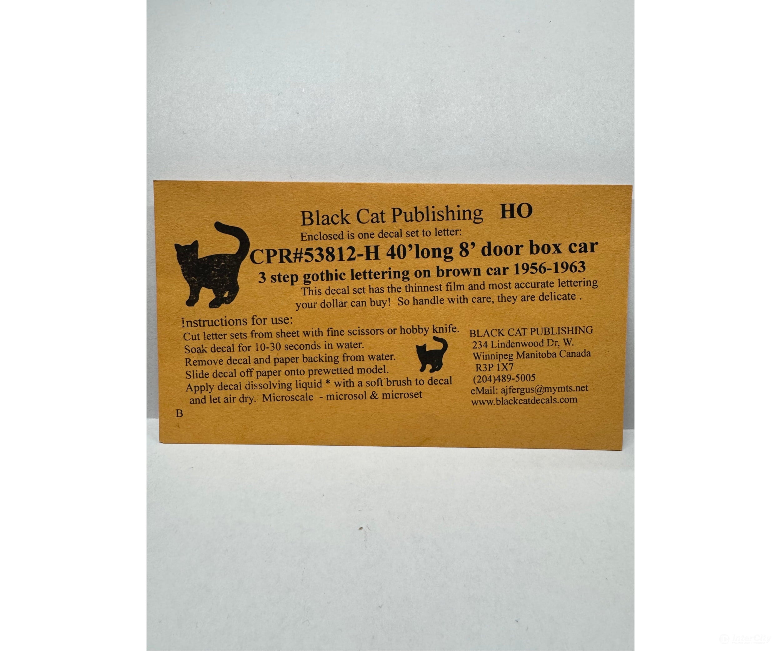Black Cat Decals Cpr53812-H Ho 40’ Long 8’ Door Box Car 3 Step Gothic Lettering 1956-1963