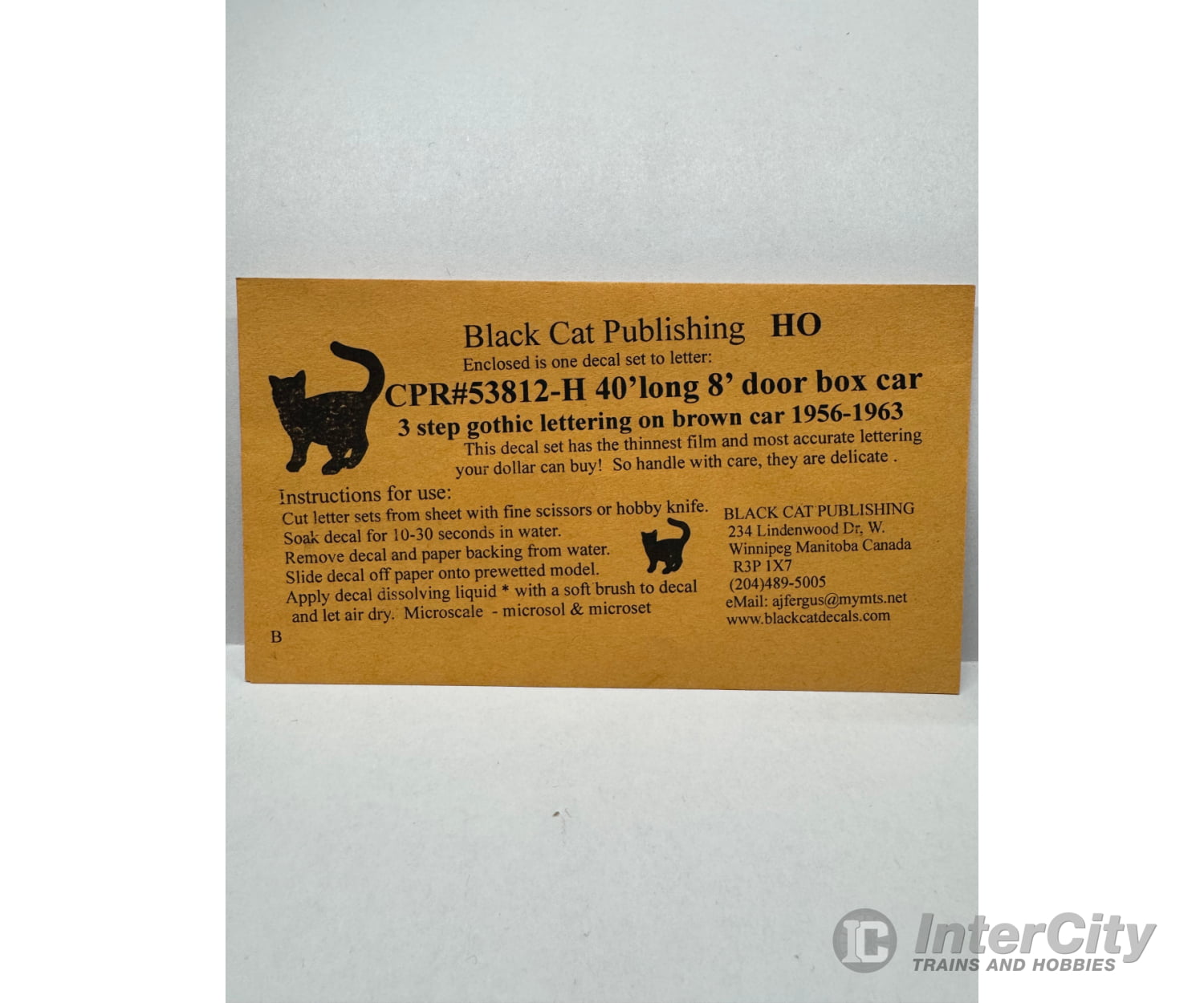 Black Cat Decals Cpr53812-H Ho 40’ Long 8’ Door Box Car 3 Step Gothic Lettering 1956-1963