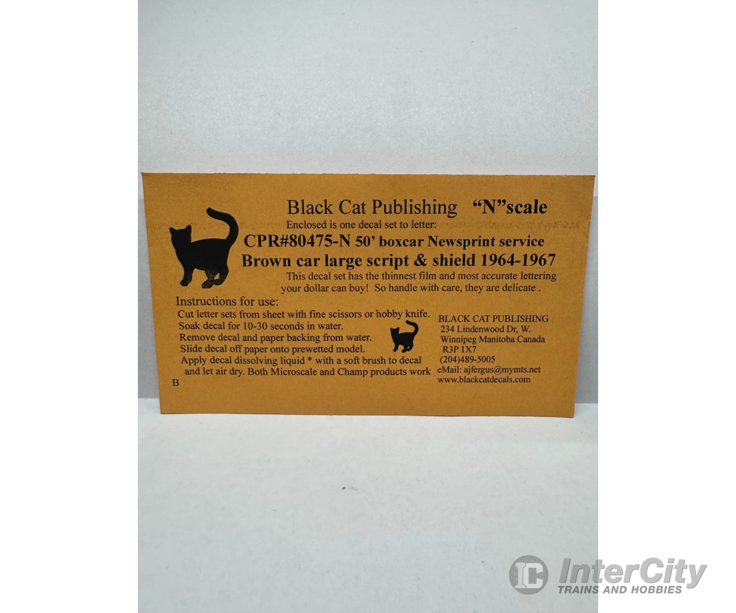 Black Cat Decals Cpr80475-N N Scale 50’ Boxcar Newsprint Service Large Script & Shield 1964-1967