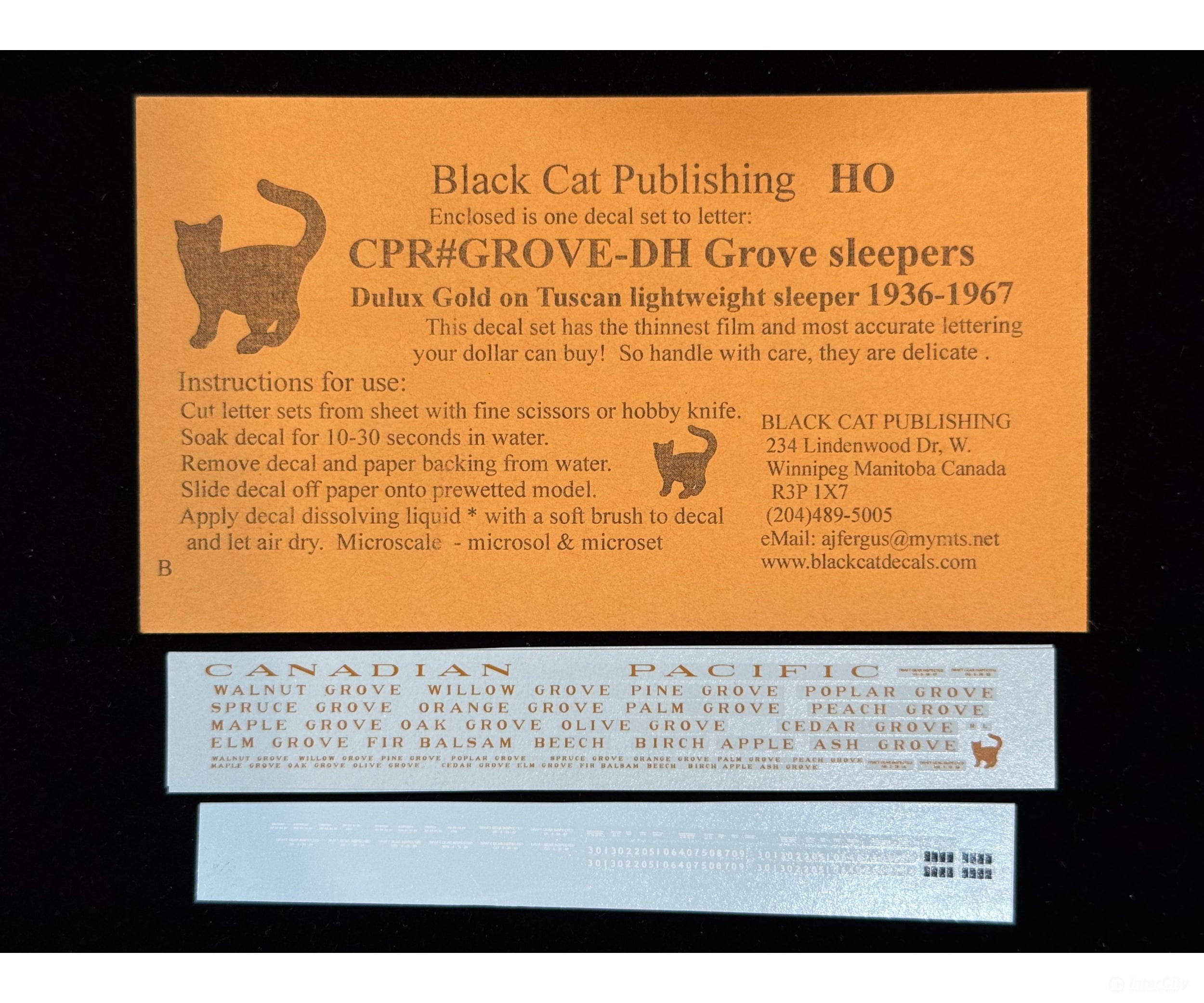 Black Cat Decals CPRGrove-DH HO Grove Sleepers Dulux Gold on Tuscan Lightweight Sleeper 1936-1967 - Decals