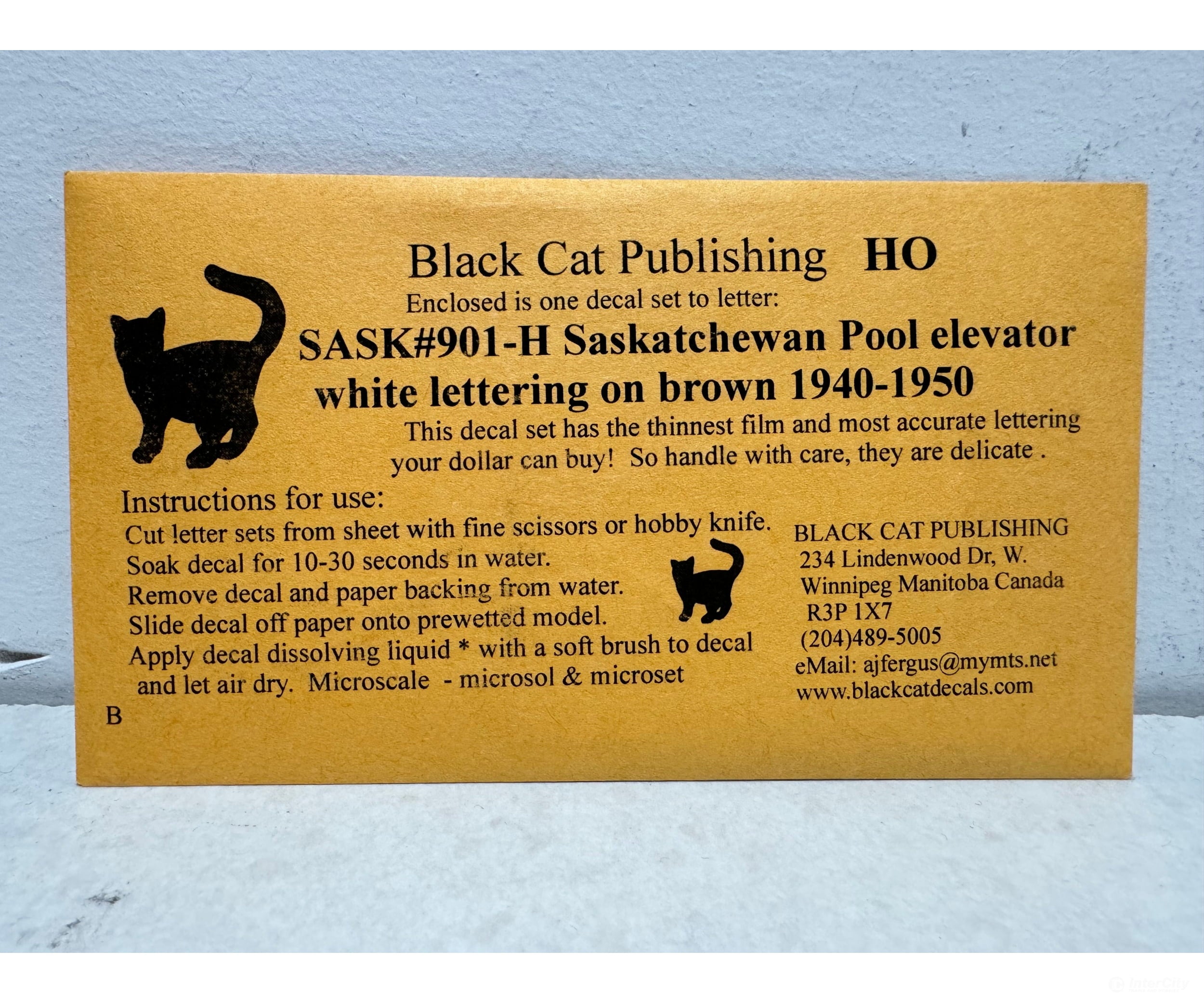 Black Cat Decals Sask901H Ho Sask. Pool Grain Elevator White Lettering