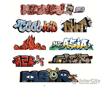 Blair Line 1244 Mega Set Modern Tagger Graffiti Decals -- #1 Pkg(8)