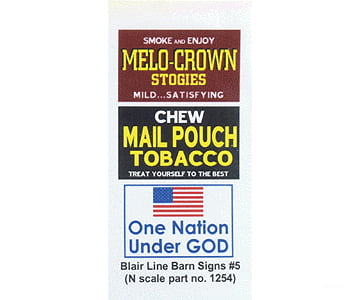 Blair Line 1254 Barn Sign Decals -- Set #5 - Melo Crown Stogies Mail Pouch One Nation