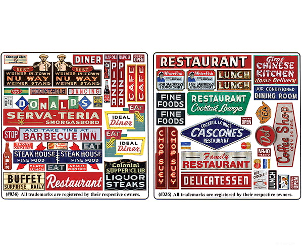 Blair Line 36 Printed Storefront & Advertising Signs -- Restaurant Cafe Scenery Details