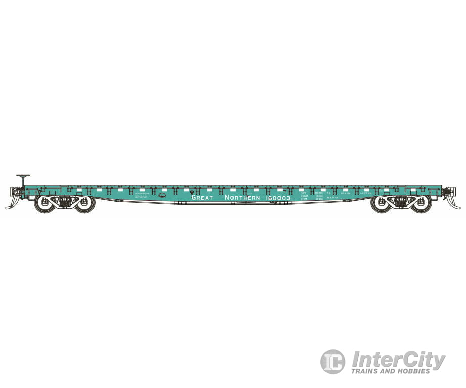 Blma Models N 17025 Gsc 60 Flatcar - Ready To Run -- Great Northern #160003 (Jade Green White)