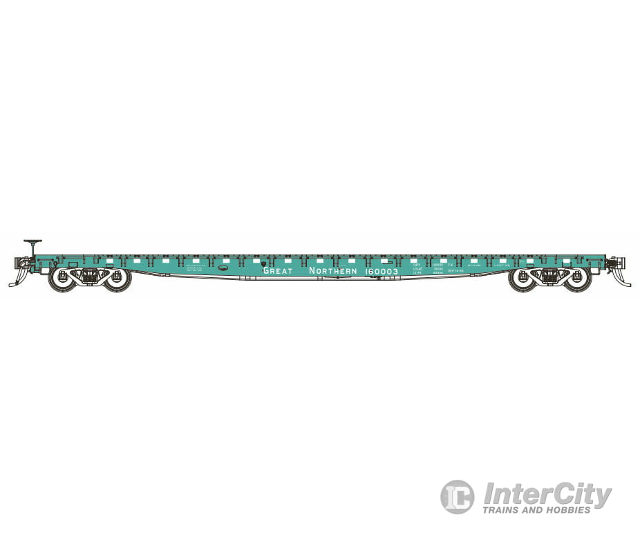 Blma Models N 17026 Gsc 60 Flatcar - Ready To Run -- Great Northern #160005 (Jade Green White)