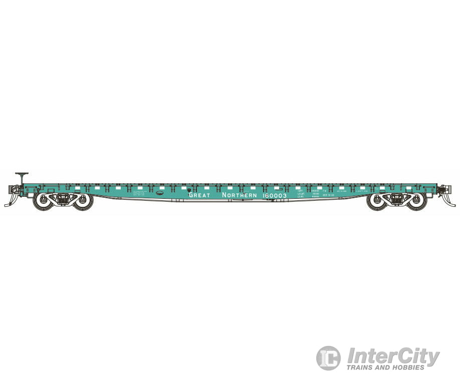 Blma Models N 17027 Gsc 60 Flatcar - Ready To Run -- Great Northern #160007 (Jade Green White)