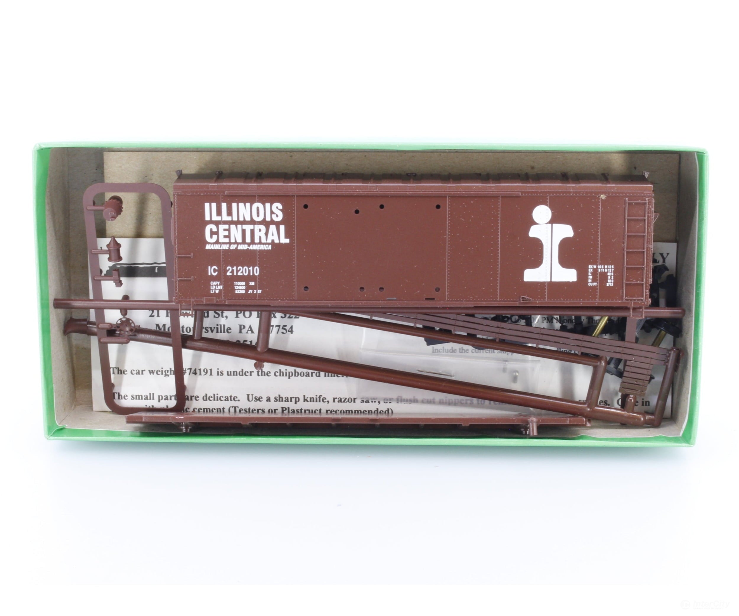 Bowser 3-1206 HO 40’ Double Door Box Car Illinois Central (IC) 212010 Freight Cars