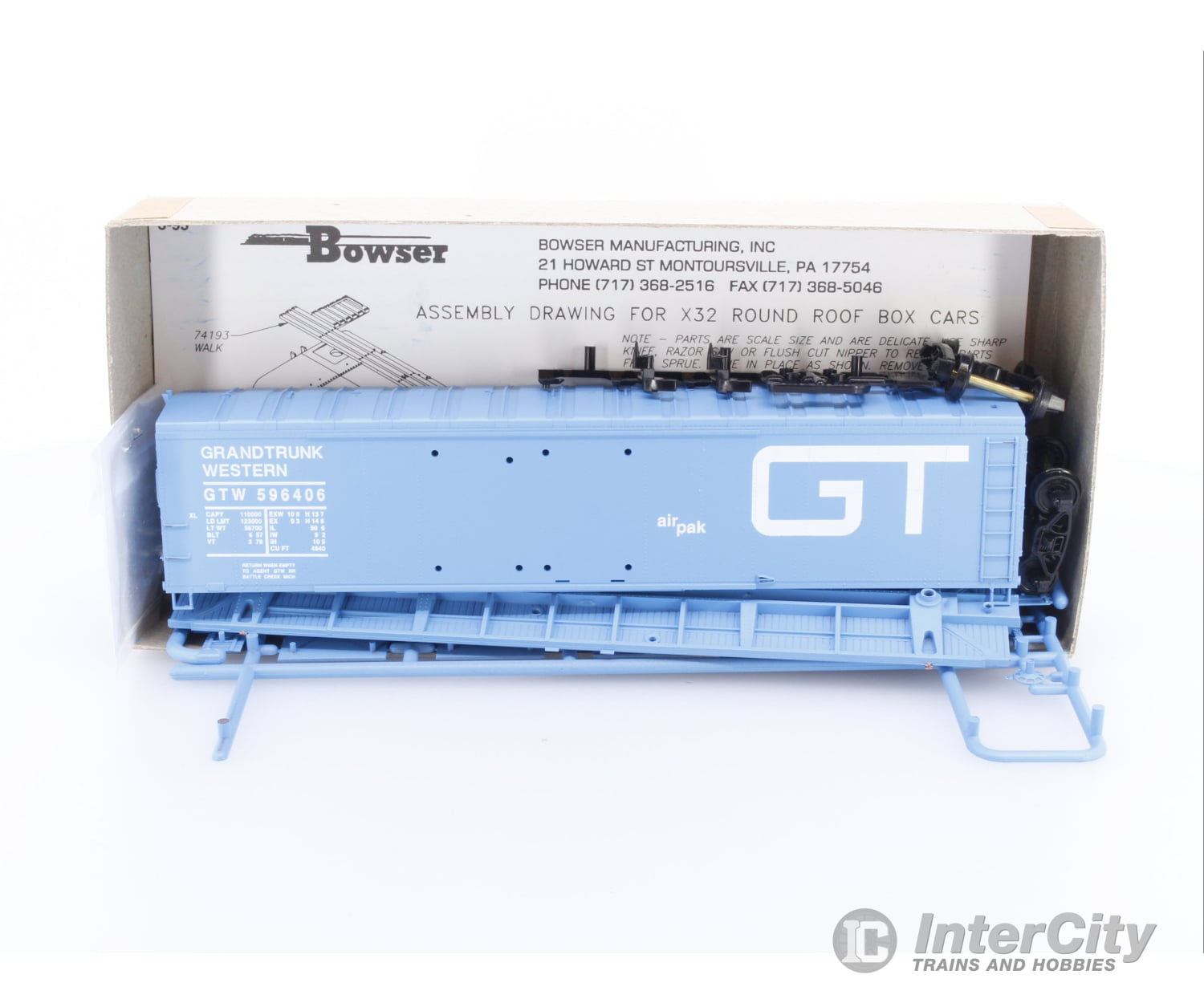 Bowser 3-1703 HO 50’ Double Door Boxcar Grand Trunk Western (GTW) 596406 Freight Cars
