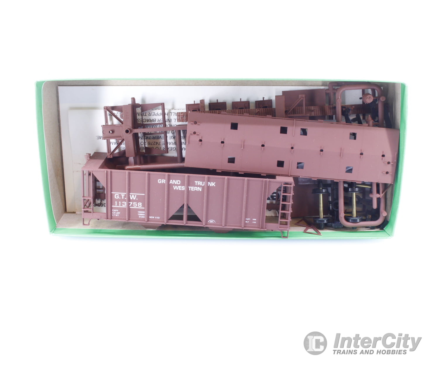 Bowser 55635 HO ACF 70 Ton 2 Bay Covered Hopper Kit Grand Trunk Western (GTW) 113758 Freight Cars