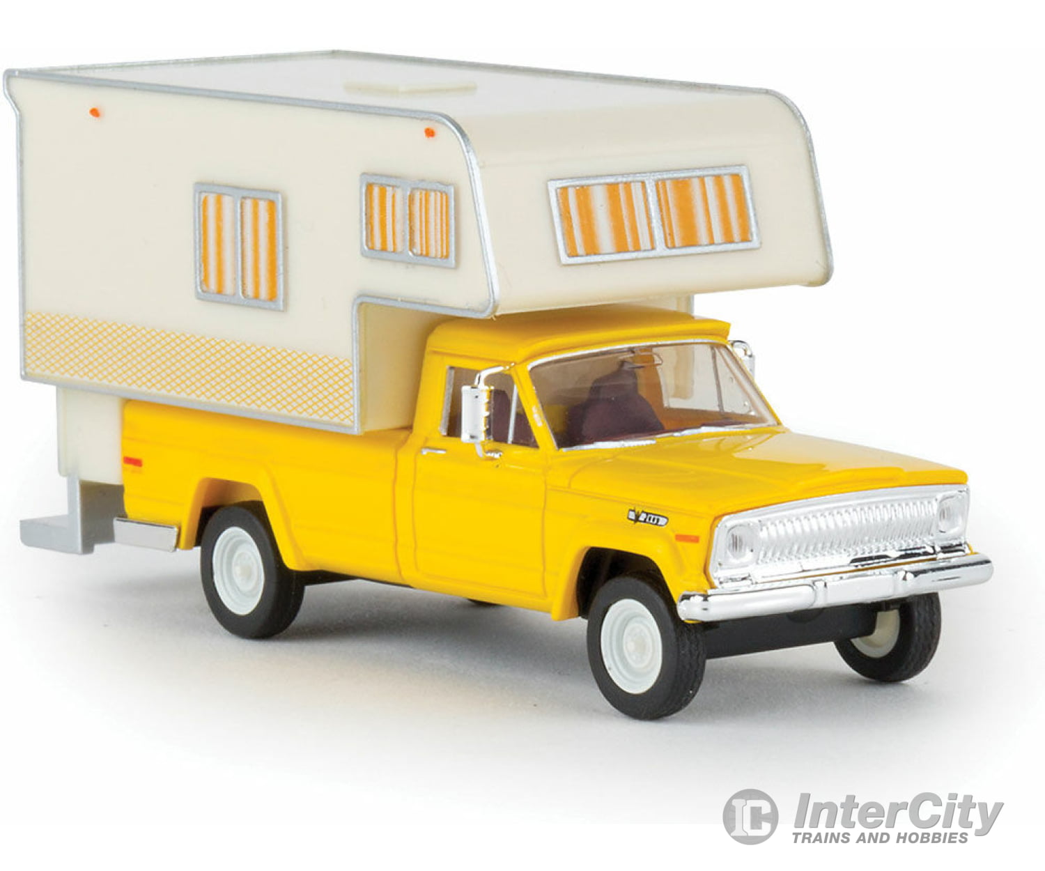 Brekina Ho 19831 1962 Jeep Gladiator Pickup Truck With Camper Body - Assembled -- Yellow Cars &