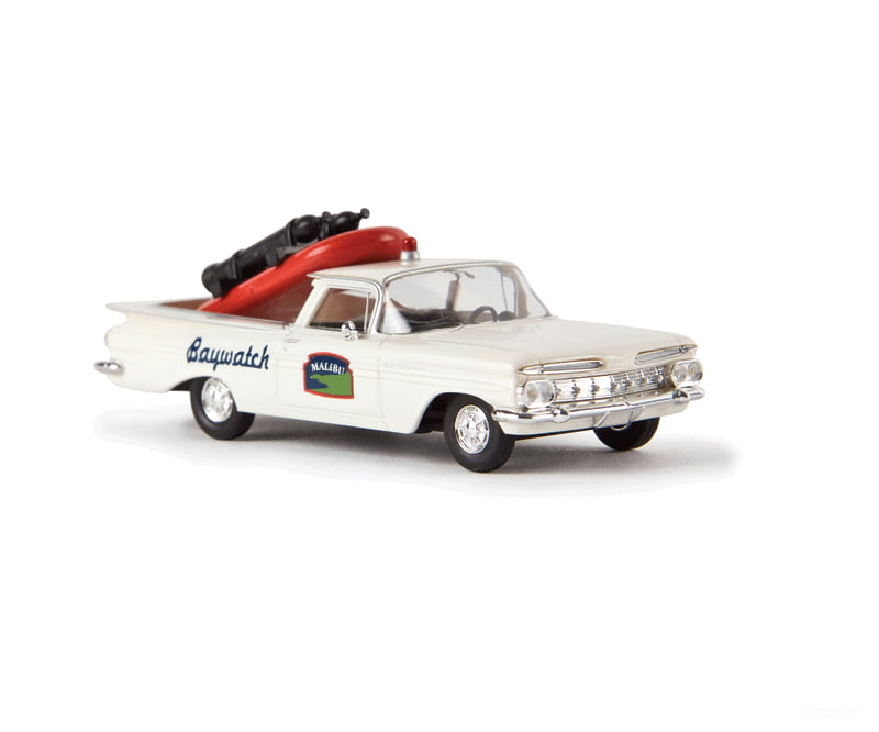 Brekina Ho 19941 1959 Chevrolet El Camino - Assembled -- Baywatch Malibu (Includes Load; White) Cars