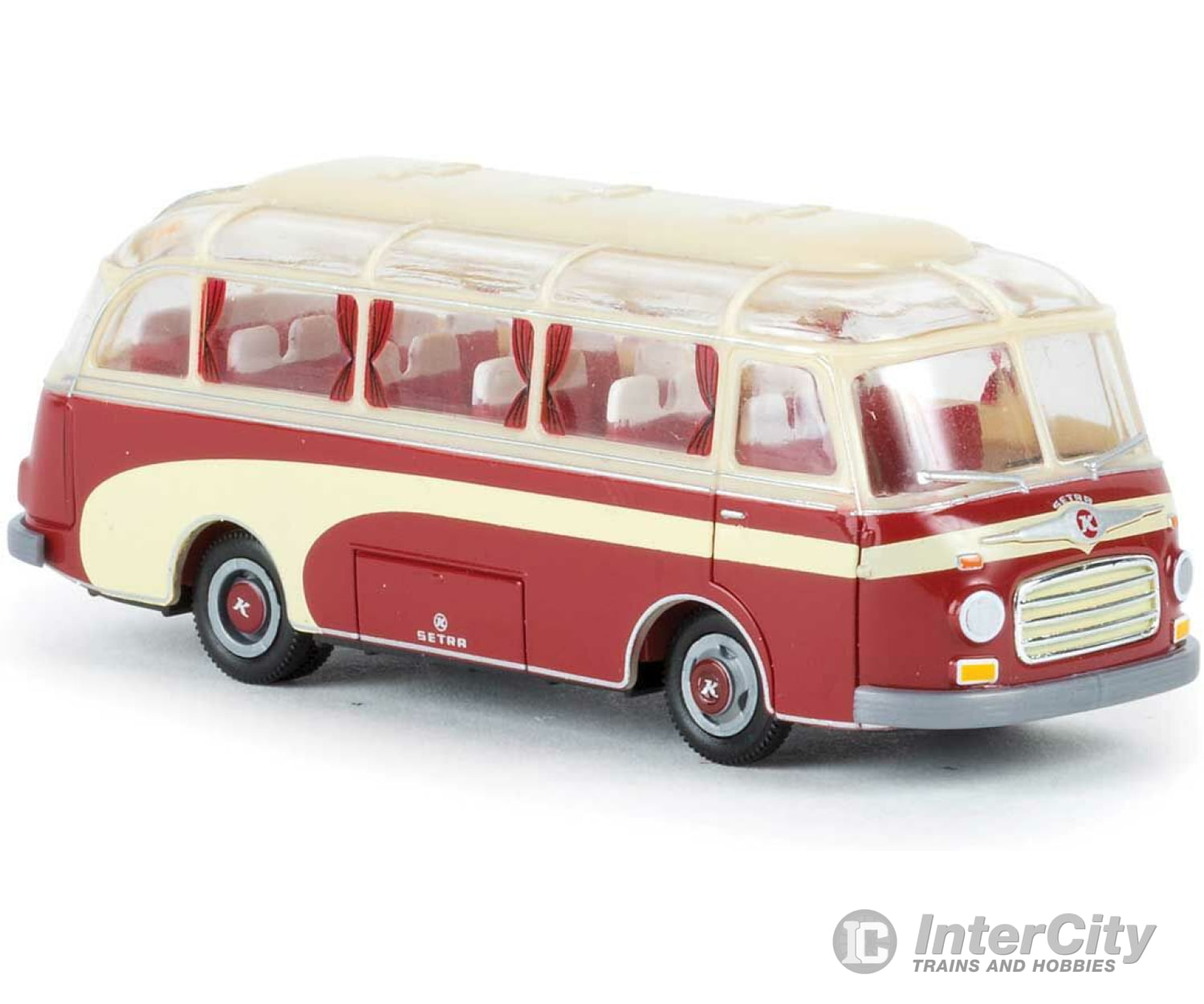 Brekina Ho 56021 1955-1964 Kassbohrer Setra S 6 Bus - Assembled -- Red Ivory Cars & Trucks