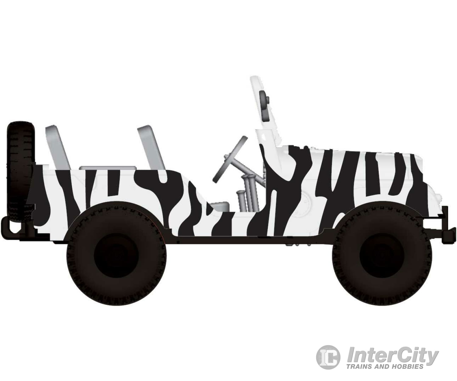 Brekina Ho 58903 1950S-1980S Jeep Universal Suv - Assembled -- Safari (Zebra Stripes; Black White)