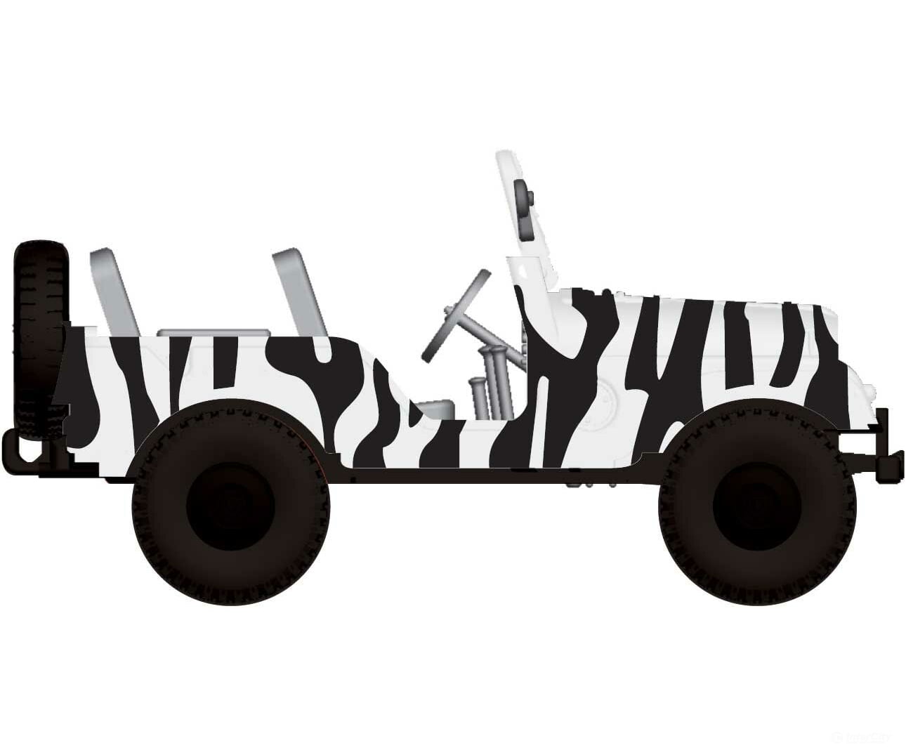 Brekina Ho 58903 1950S-1980S Jeep Universal Suv - Assembled -- Safari (Zebra Stripes; Black White)