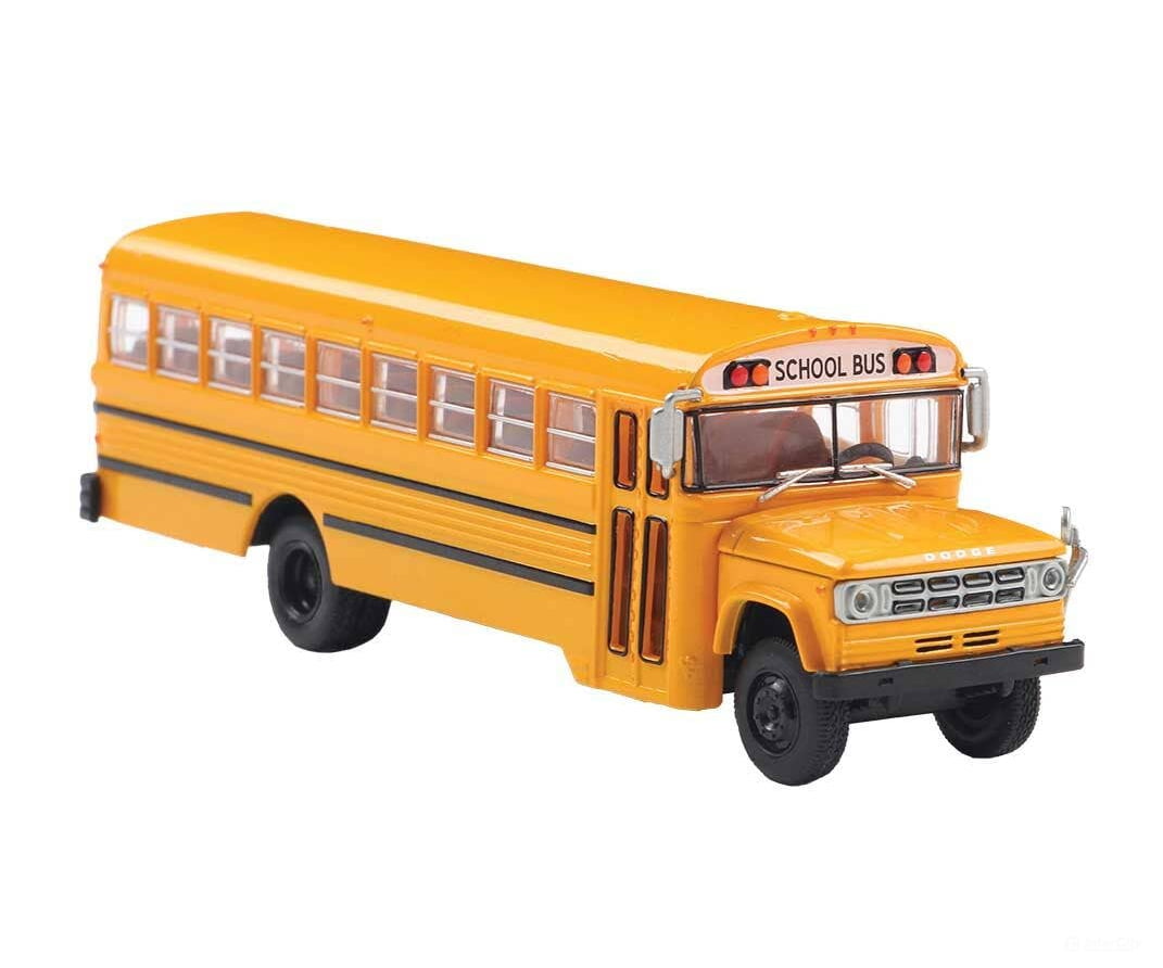 Brekina HO 61335 1960s-1970s Dodge S 600 Bus - Assembled - School Bus (yellow black) Cars & Trucks