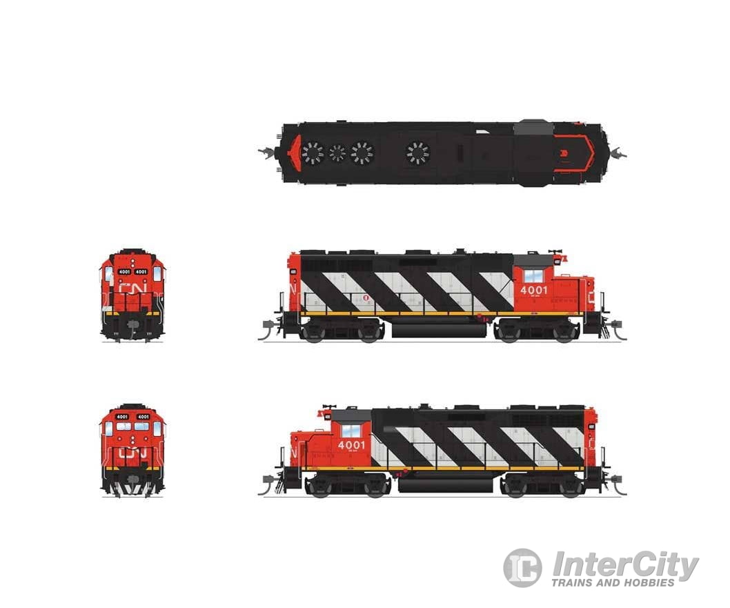 Broadway Limited Imports HO 8940 EMD GP35 Low Nose - Standard DC - Stealth - Canadian National #4001 (Sargent Stripe