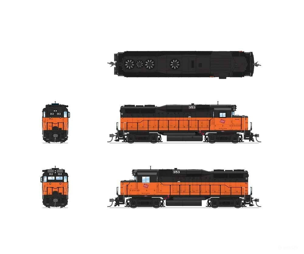 Broadway Limited Imports HO 9138 EMD GP30 - Sound and DCC - Paragon4(TM) - Milwaukee Road #354 (orange black)