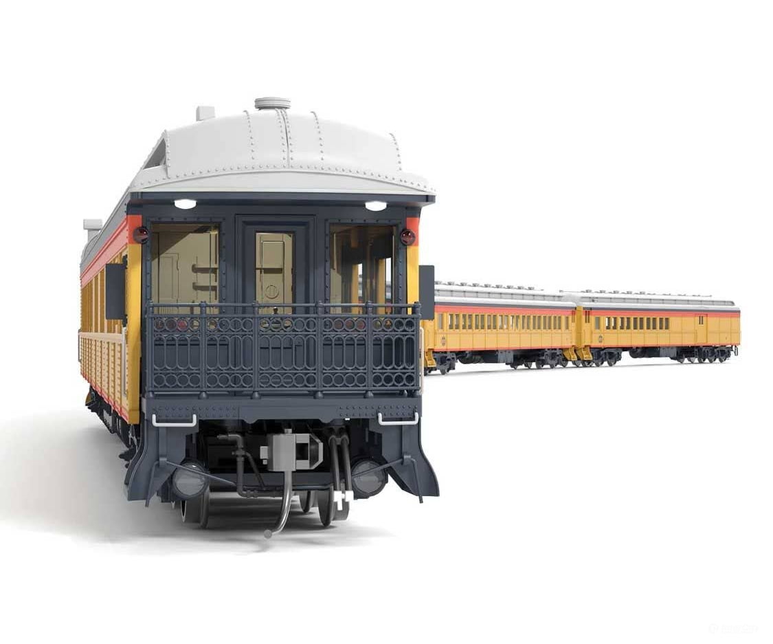 Broadway Limited Imports HO 9714 Heavyweight 5-Car Combine 3 P70 Coach Business Car Set - Chessie Steam Special (yellow