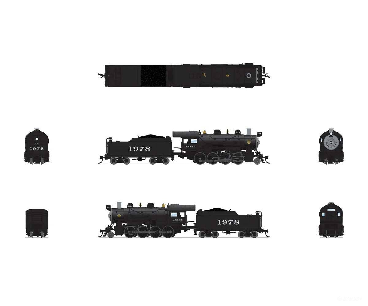 Broadway Limited Imports N 8377 2-8-0 Consolidation - Sound Smoke and DCC Paragon4(TM) - Santa Fe #1983 (black silver)