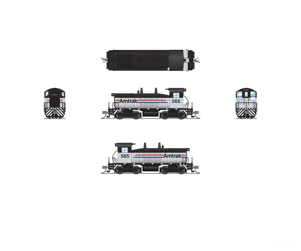 Broadway Limited Imports N 9340 EMD SW7 - Sound and DCC - Paragon4(TM) - Amtrak #565 (Phase III silver black red white