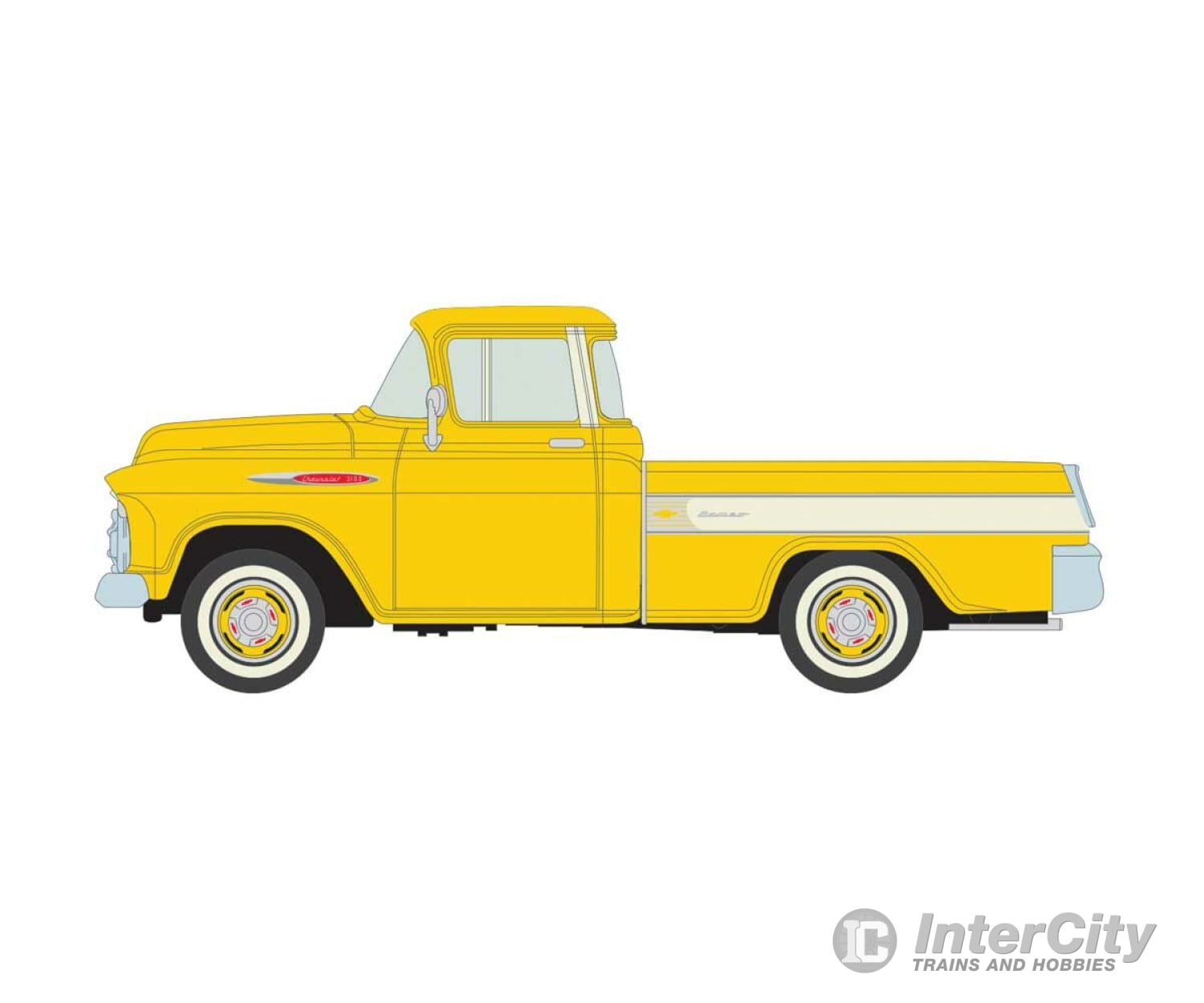 Classic Metal Works Ho 30573 1957 Chevrolet Cameo Pickup Truck - Assembled -- Golden Yellow White