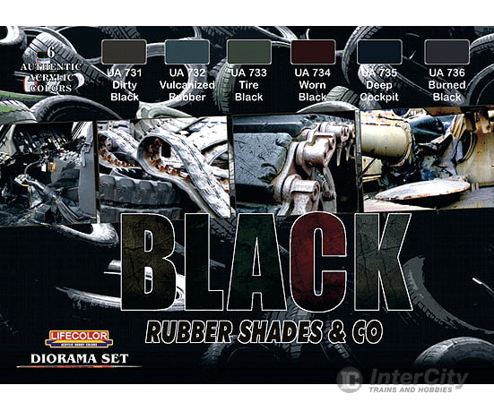 Creations Unlimited Cs27 Acrylic Paint Set - Lifecolor(R) -- Black Rubber Shades & Co. 6 Colors