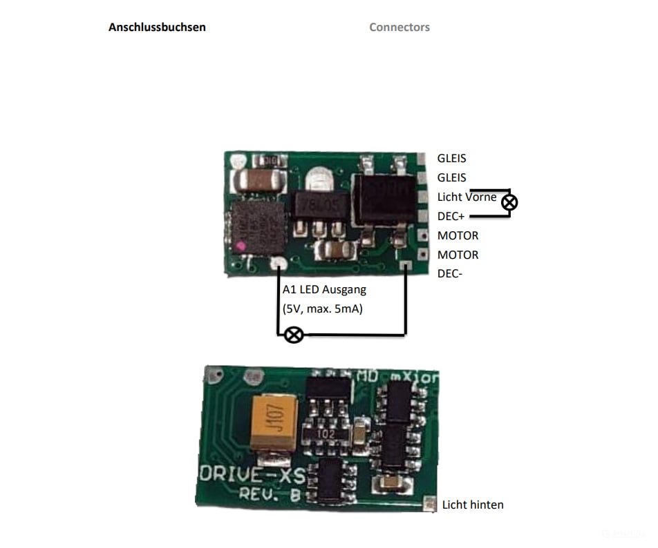 Decoderwerk 70401 Motor decoder 0.5A with 3 outputs and shunting light Gauge Z/N/TT (DCC + Motorola) - Decoders