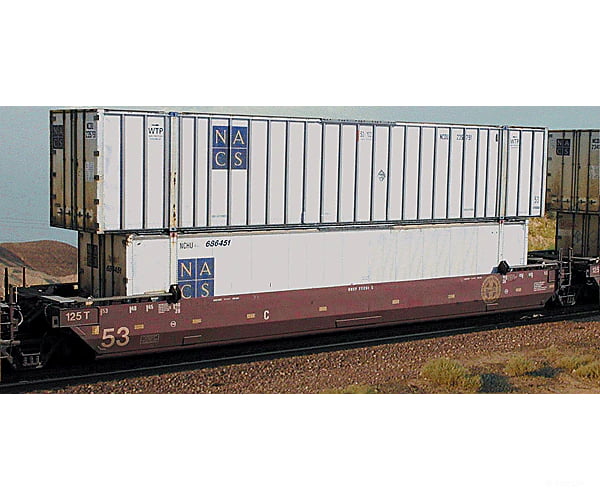 Deluxe Innovations 350202 N MaxiStack IV 3-Unit Well Car Set - BNSF Set #2 #211046 Early Circle Cross (no containers)