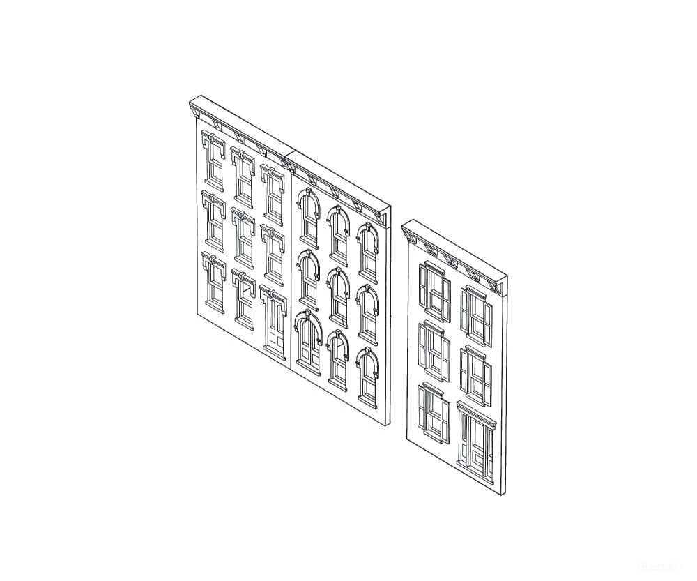 Design Preservation Models 11400 Townhouse Flats 3 Fronts - Ho Scale Structures