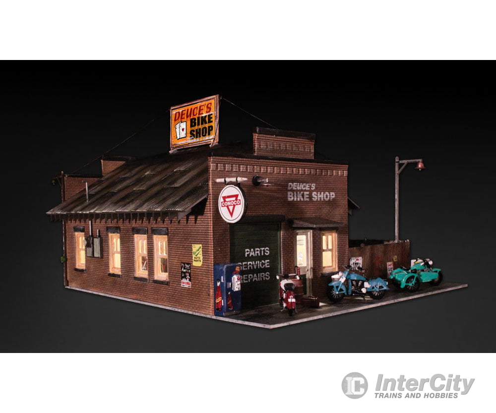 Design Preservation Models 5846 Deuces’s Bike Shop (Lit) O Scale Structures