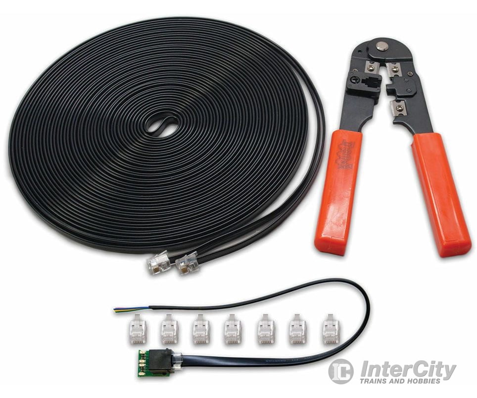Digitrax LNCMK LocoNet Cable Maker Kit -- 50' Loconet Cable, Crimper Tool, LT1 Tester, 20 RJ12 Plugs - Default Title (CH-245-LNCMK)