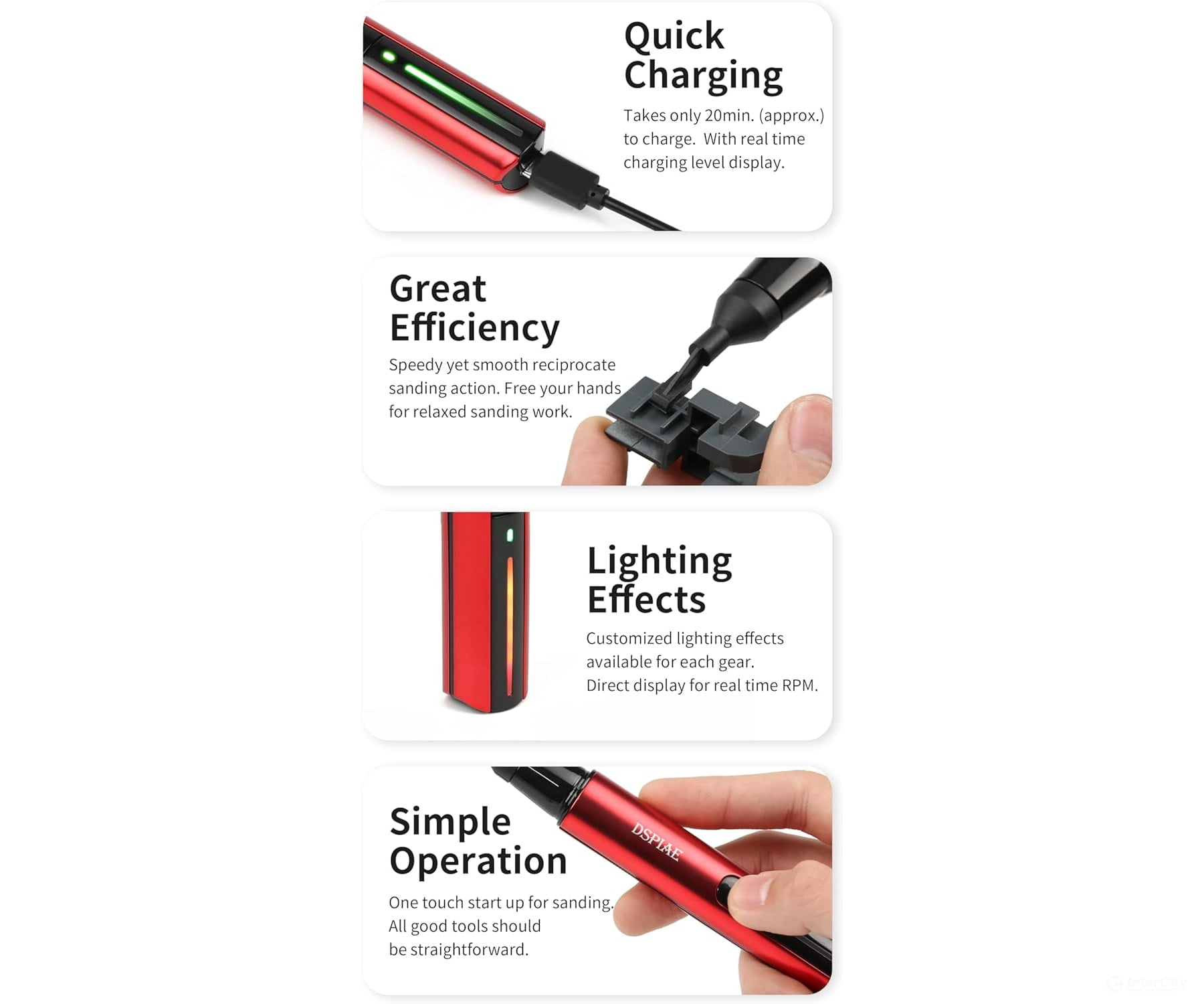 Dspiae ES-A Electric Reciprocating Sander Pen with 8 heads - Tools