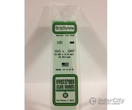 Evergreen 100 Dimensional Strips .010X.020 (10/Pk) Scratch Building Supplies