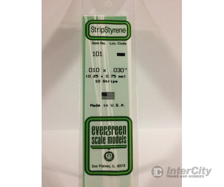 Evergreen 101 Dimensional Strips .010X.030 (10/Pk) Scratch Building Supplies