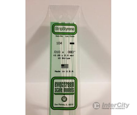 Evergreen 104 Dimensional Strips .010X.080 (10/Pk) Scratch Building Supplies