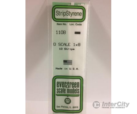 Evergreen 1108 O Strips-1X8 (10/Pk) Scratch Building Supplies
