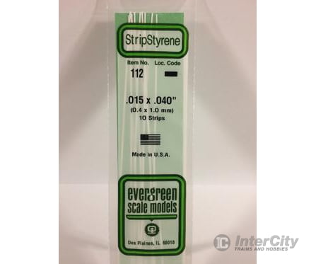 Evergreen 112 Dimensional Strips .015X.040 (10/Pk) Scratch Building Supplies