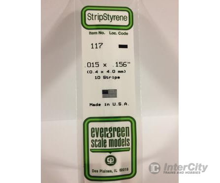 Evergreen 117 Dimensional Strips .015X.156 (10/Pk) Scratch Building Supplies