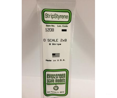 Evergreen 1208 O Strips-2X8 (8/Pk) Scratch Building Supplies