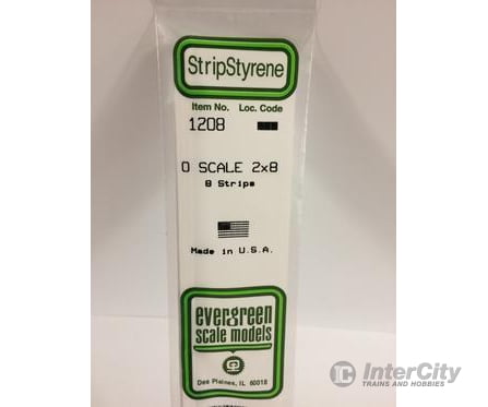 Evergreen 1208 O Strips-2X8 (8/Pk) Scratch Building Supplies