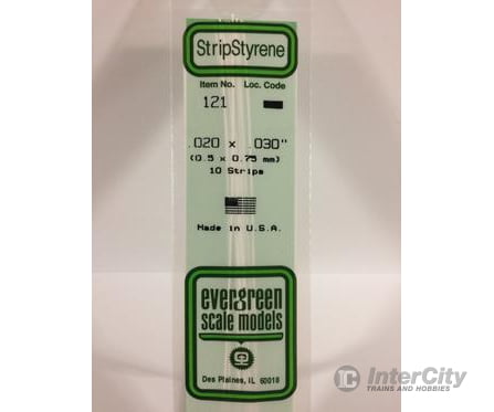 Evergreen 121 Dimensional Strips .020X.030 (10/Pk) Scratch Building Supplies