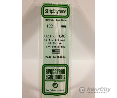 Evergreen 122 Dimensional Strips .020X.040 (10/Pk) Scratch Building Supplies