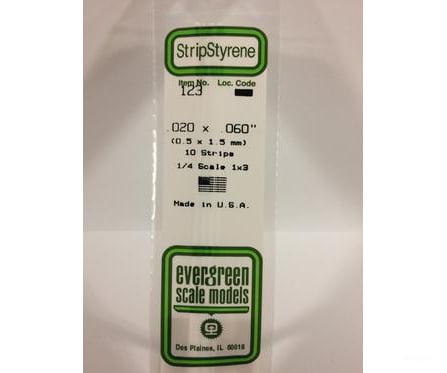 Evergreen 123 Dimensional Strips .020X.060 (10/Pk) Scratch Building Supplies