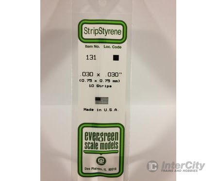 Evergreen 131 Dimensional Strips .030X.030 (10/Pk) Scratch Building Supplies