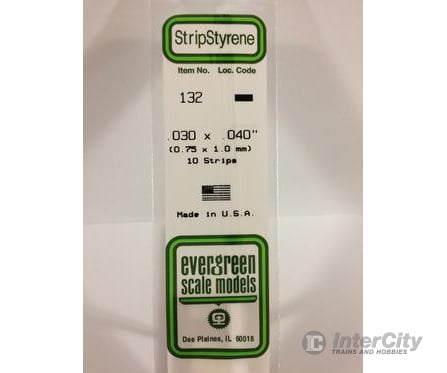 Evergreen 132 Dimensional Strips .030X.040 (10/Pk) Scratch Building Supplies
