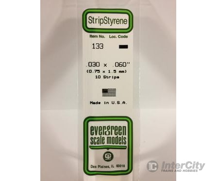 Evergreen 133 Dimensional Strips .030X.060 (10/Pk) Scratch Building Supplies