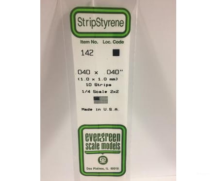 Evergreen 142 Dimensional Strips .040X.040 (10/Pk) Scratch Building Supplies