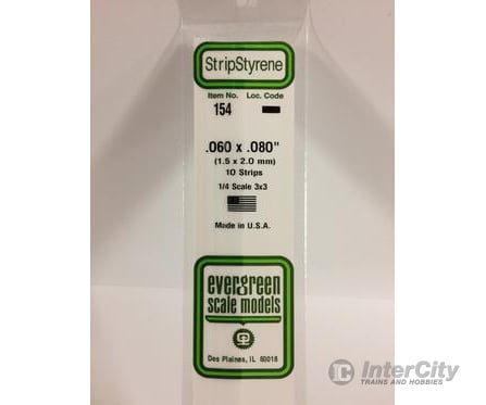 Evergreen 154 Dimensional Strips .060X.080 (10/Pk) Scratch Building Supplies