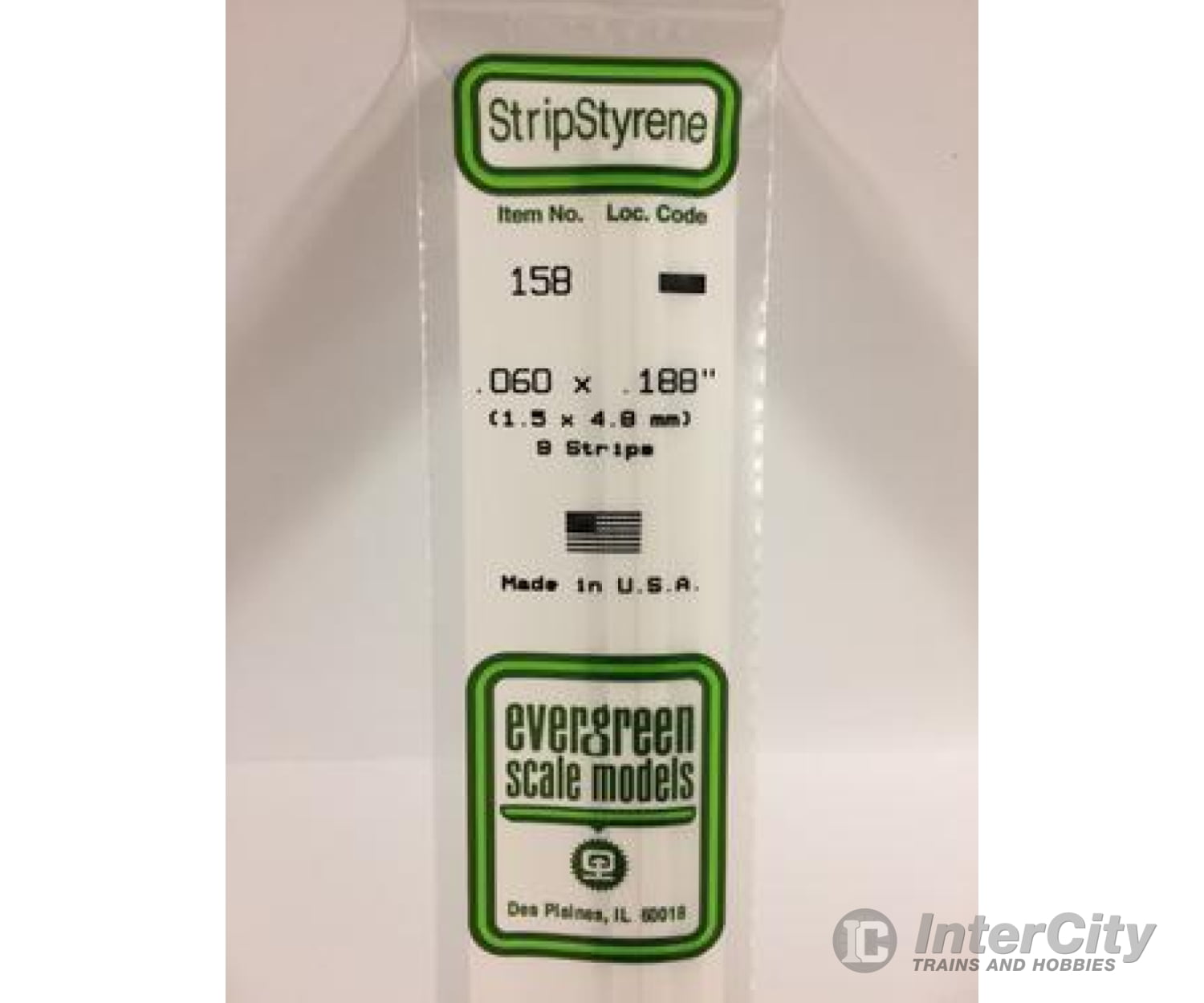 Evergreen 158 Dimensional Strips .060X.188 (9/Pk) Scratch Building Supplies